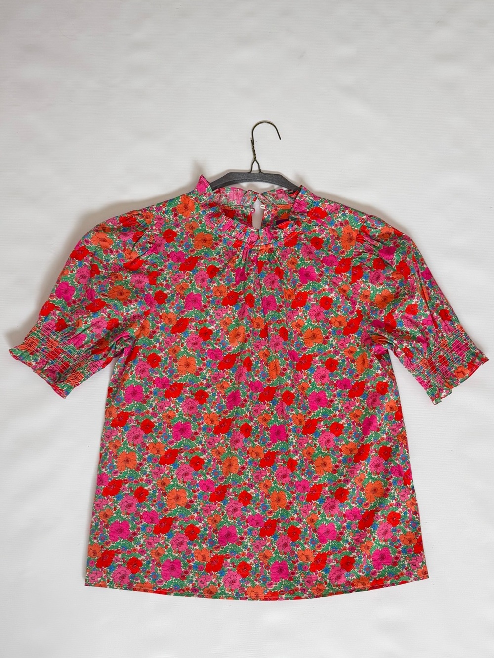 J. Crew Smocked Puff Sleeve Floral Blouse